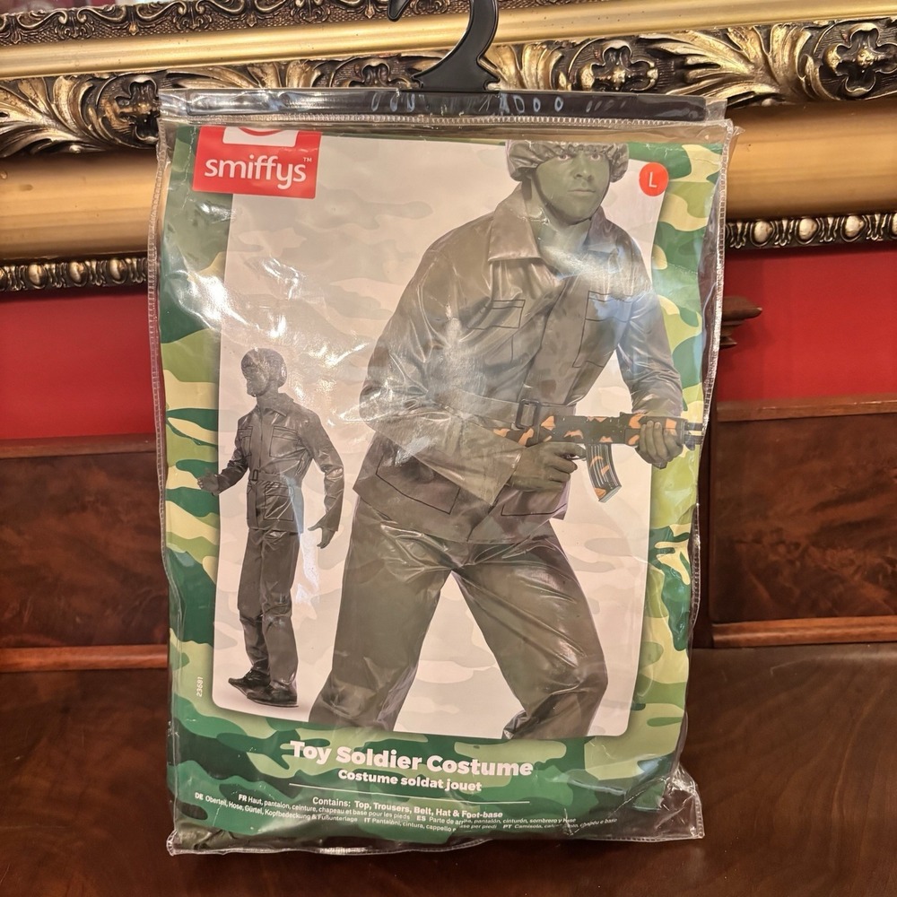Smiffys Toy Soldier Costume Adult Large Green Army Man Halloween  Dress UP Set